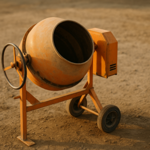 used construction site concrete mixer